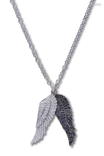 GARRARD DIAMOND AND BLACK DIAMOND  WINGS  PENDANT NECKLACE