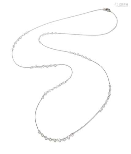 18CT WHITE GOLD AND DIAMOND LONGCHAIN