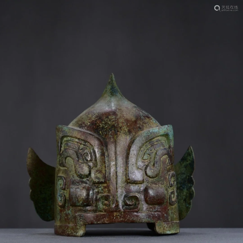 Vintage Chinese Bronze Casque