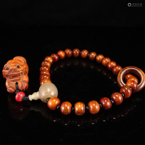 Vintage Ox Bone Beads Prayer Bracelet With Pendant