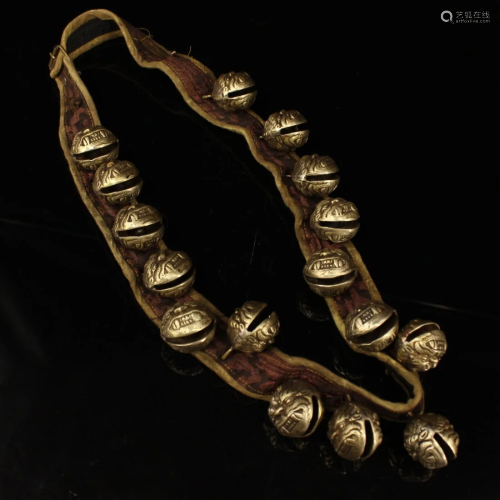 Vintage Horse Collar With Brass Tiger Head Small Bell