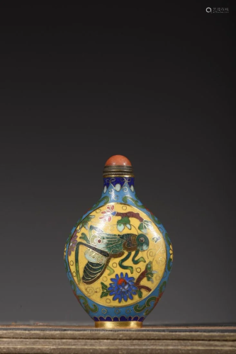 Chinese Red Copper Cloisonne Snuff Bottle