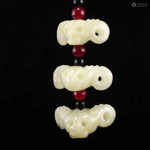 Openwork Chinese Natural Hetian Jade Fortune Sheep Pendant