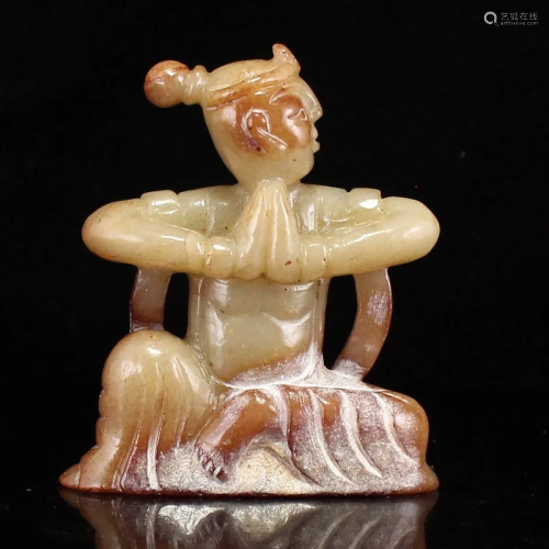Vintage Chinese Hetian Jade Figure Statue