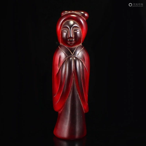 Vintage Red Zircon Woman Statue