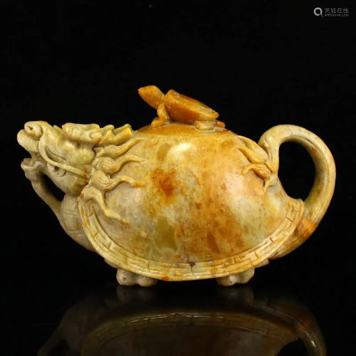 Chinese Shoushan Stone Dragon Turtle Teapot