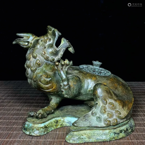Vintage Chinese Bronze Lion Incense Burner