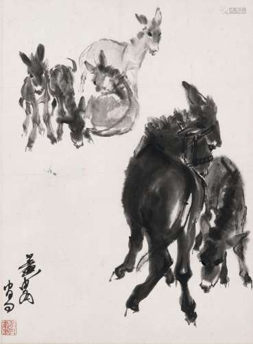 黃胄　驢   | Huang Zhou,  Donkeys.
