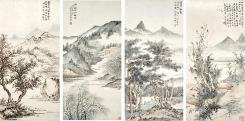 楊清磬　仿吳漁山四景 |  Yang Qingqing, Landscapes after Wu Li...