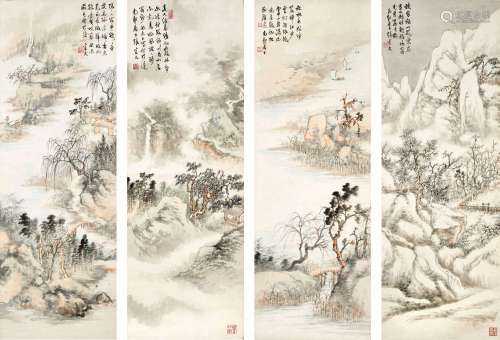 張炎夫　四時山水  | Zhang Yanfu,  Landscapes of Four Seasons.