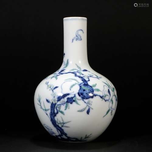 Blue and white blessing pattern celestial ball bottle