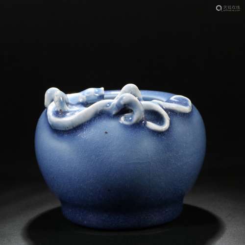 Blue Glazed Chilong Water Bowl