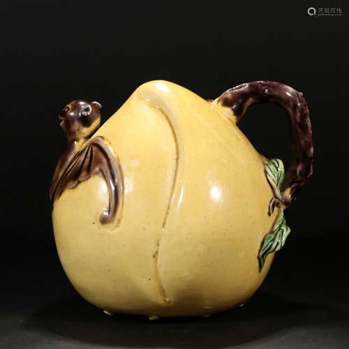 Yellow Glazed Peach Pot