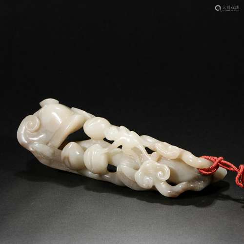 Hetian jade longevity peach ornament