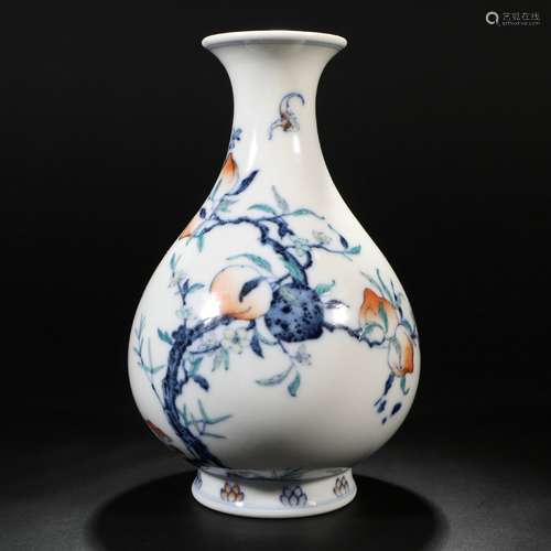 Doucai longevity peach and jade pot spring bottle