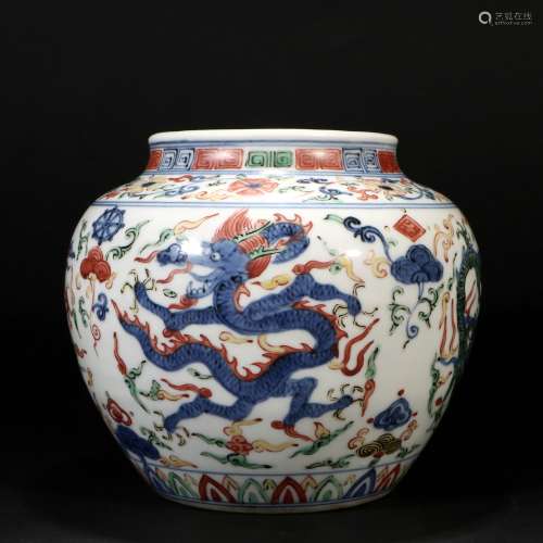 Colorful dragon pattern jar