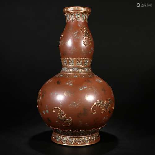 Sauce-colored glazed golden gourd bottle