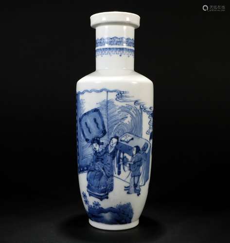 Blue and white character stick bottle