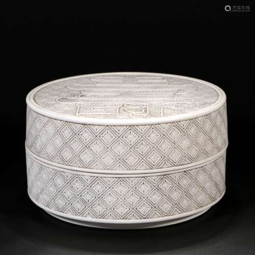 White-glazed Shouzi Lid Box
