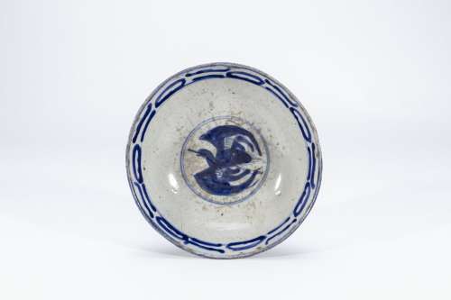 blue and white bowl