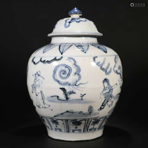 blue and white general jar