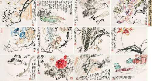陈大羽 1912～2001 花鸟图册 设色纸本 册页