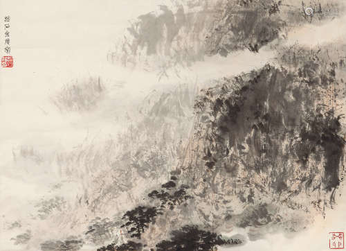 傅抱石 1904～1965 林溪高士 设色纸本 立轴