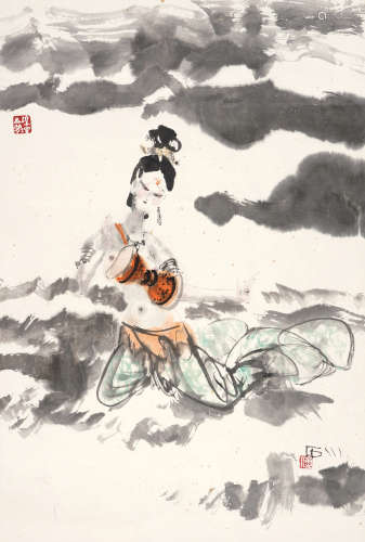 傅小石 1932～2016 琴乐图 设色纸本 镜心