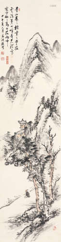 顾沄 1835～1896 青山高士 设色纸本 立轴
