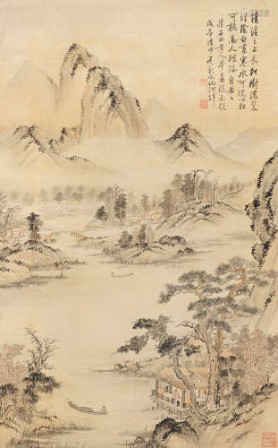 吴观岱 1862～1929 清溪长松 设色绢本 立轴