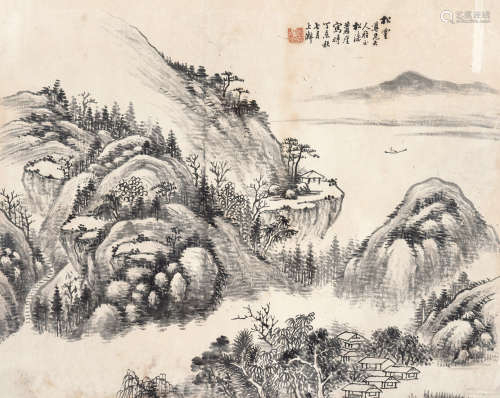 苍崖 1850～1948 山居图 水墨纸本 镜片