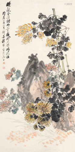程璋 1869～1938 菊石图 设色纸本 立轴