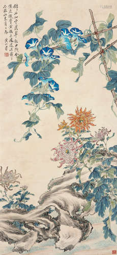 黄山寿 1855～1919 花卉 设色纸本 立轴