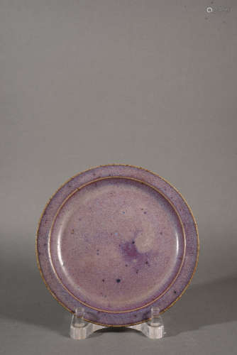金 鈞窯玫瑰紫折沿盤