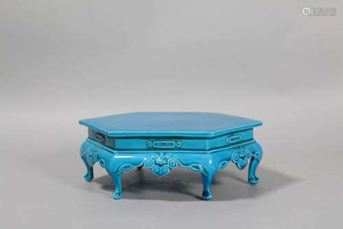 孔雀藍釉六方供桌