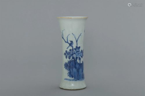 Qing Dynasty blue and white flower bird pattern flower Gu