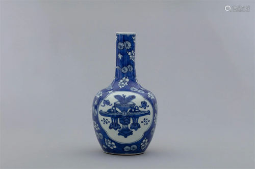 Qing Dynasty blue and white Kaiguang Bogu grain diameter bot...