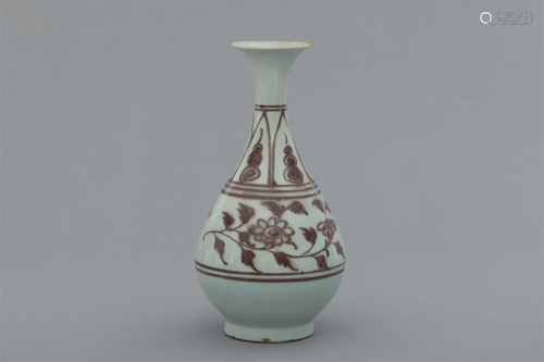 Underglaze red jade pot spring bottle