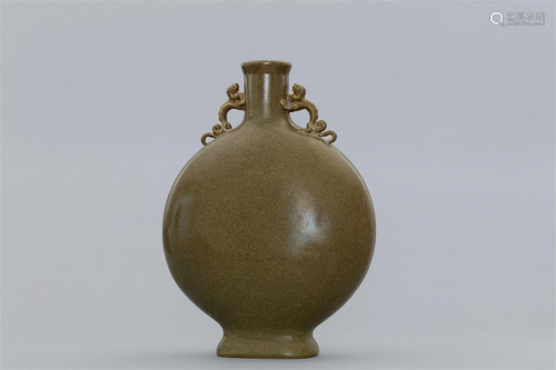 Qing Dynasty tea powder glaze flat bottle