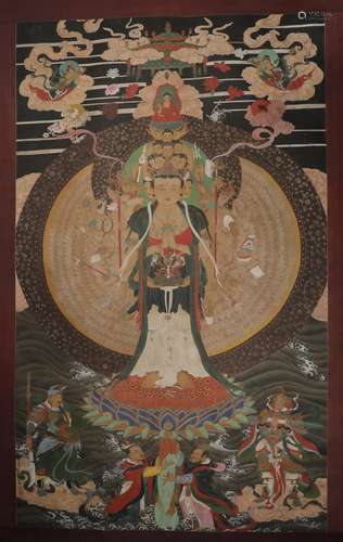 Ming Dynasty - Ding Yunpeng Eleven-Faced Guanyin, Hanging Sc...