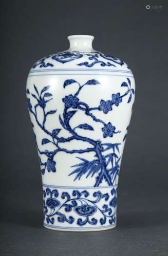 QING, BLUE AND WHITE MEIPING VASE