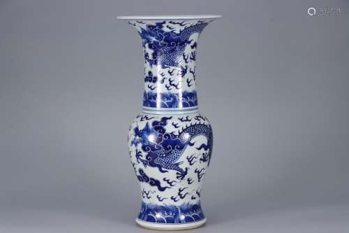 LATE QING, BLUE AND WHITE PHOENIX TAIL VASE