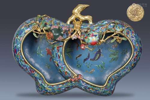 MAGNIFICENT LARGE CLOISONNE ENAMEL BRUSH WASHER