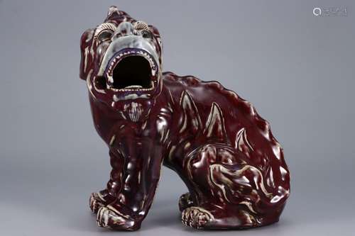 A LARGE FAMBE GLAZED FOO-LION