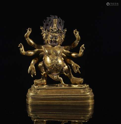 GILT BRONZE FIGURE OF MAHAKALA