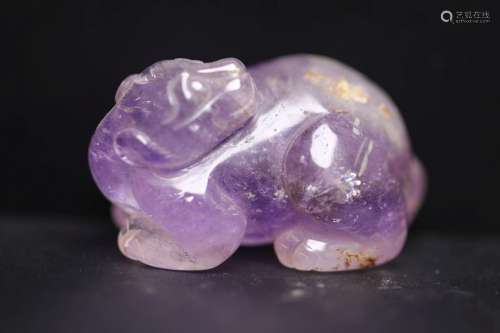 QING, AMETHYST CARVING OF AUSPICIOUS BEAST