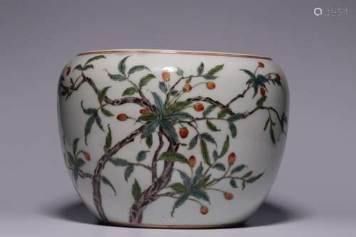 QING, WUCAI PANORAMIC 'FRUITFUL TREE' BRUSH WASHER