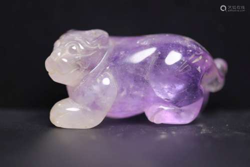 MING, AMETHYST CARVING OF AUSPICIOUS BEAST