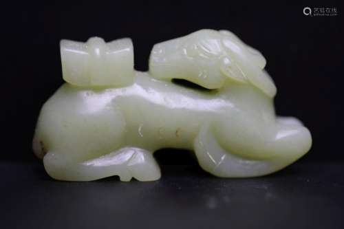 MING, WHITE JADE CARVING OF A KYLIN