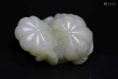 QING, WHITE JADE CONJOINED PUMPKIN